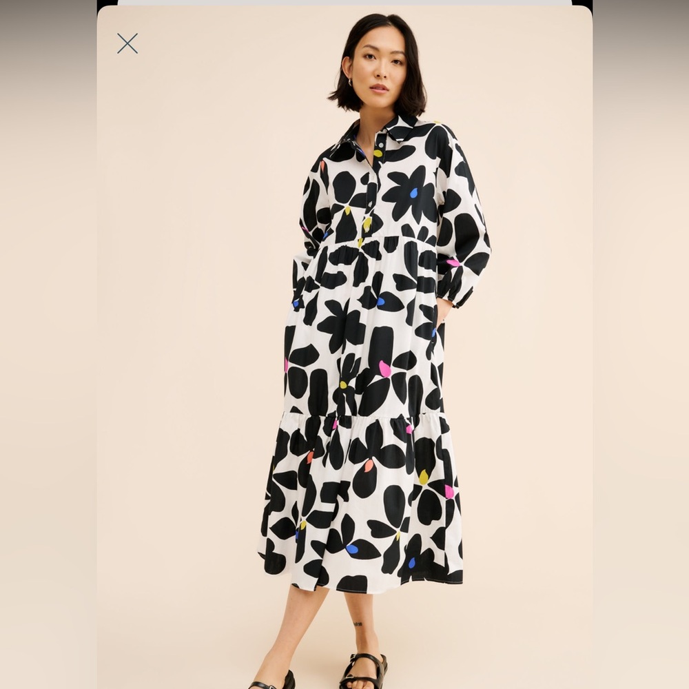 Anthropologie Maeve Bettina Tiered Shirt Dress Floral